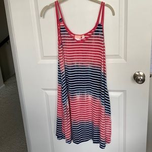 Boat House Beachwear Pink White Blue Sun Dress with Pockets